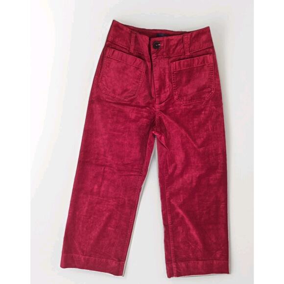 Anthropologie Maeve Colette Velvet Wide-Leg Pants Trousers Crop Red Size 26 - Picture 5 of 9